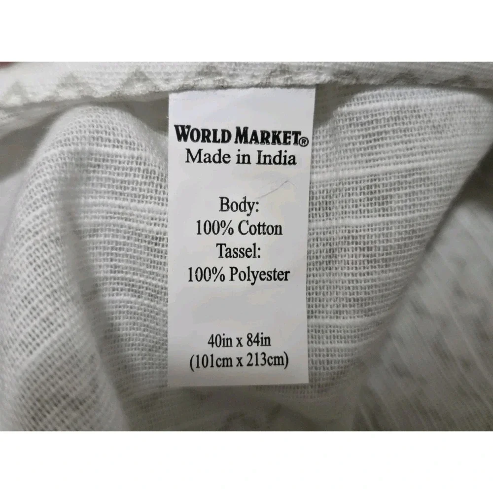 World Market‎ Curtain Panels /w Ties Crinkle Pattern Tassles Ivory (4) 40